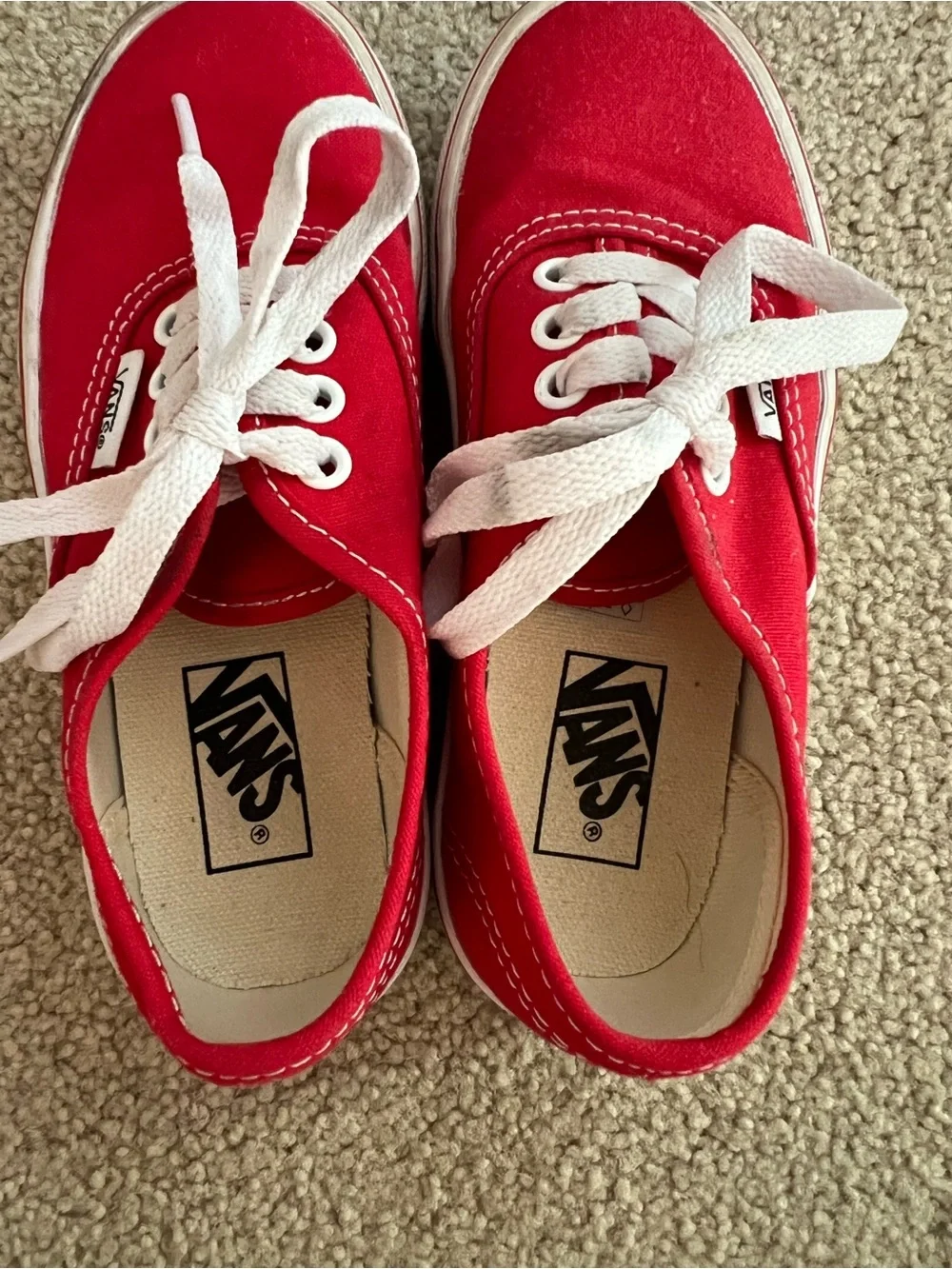 Vans Kids Authentic Canvas Sneaker in Red Size 12